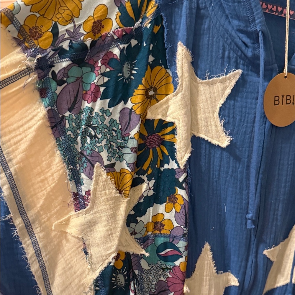 BiBi Royal Blue Star & Floral Patchwork Hoodie - Picture 2 of 6